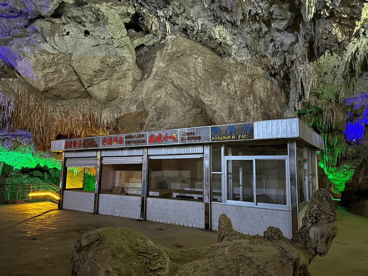 Old abandoned building structure inside the cave