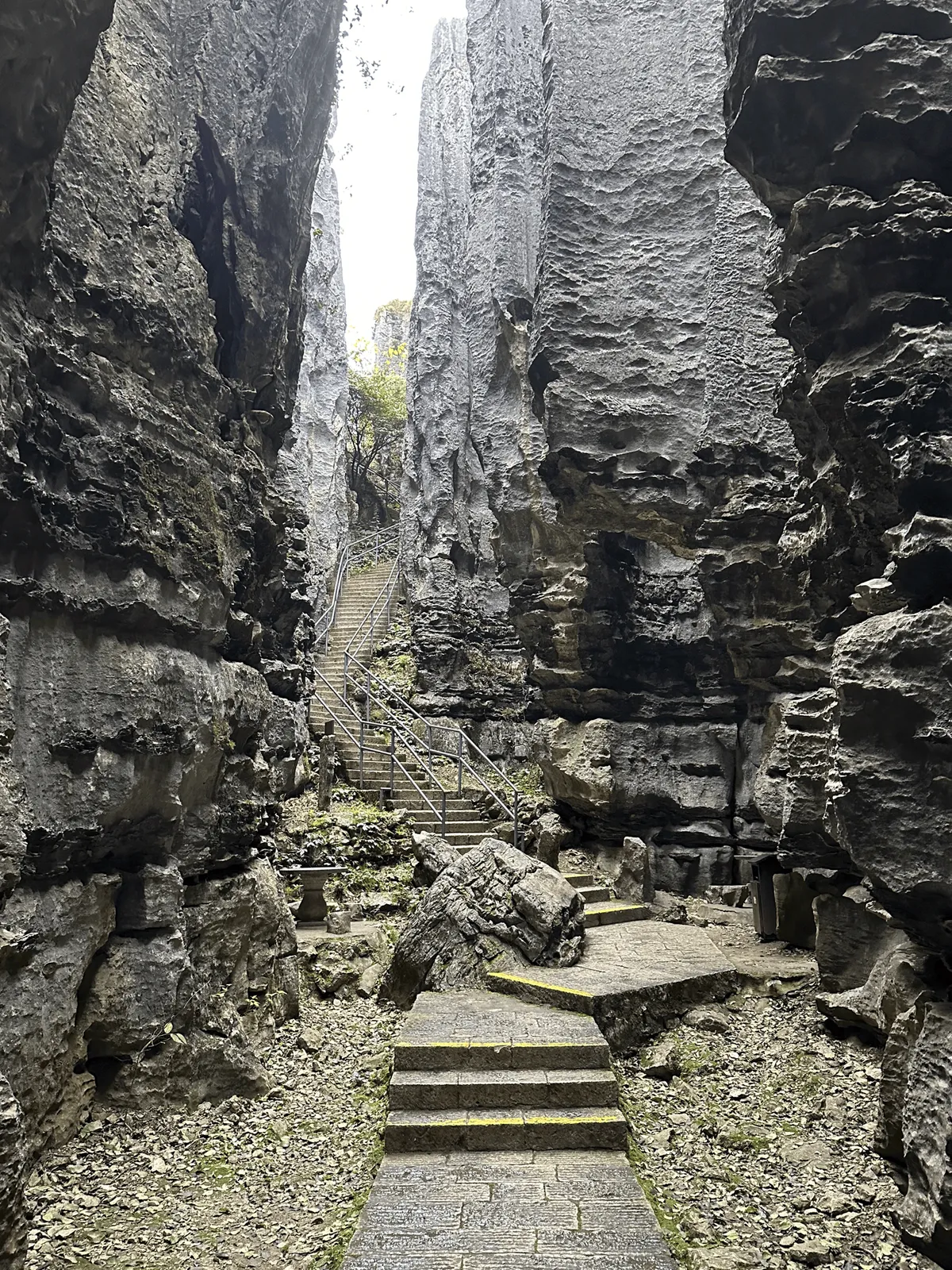 Deep gorge between limestone formations