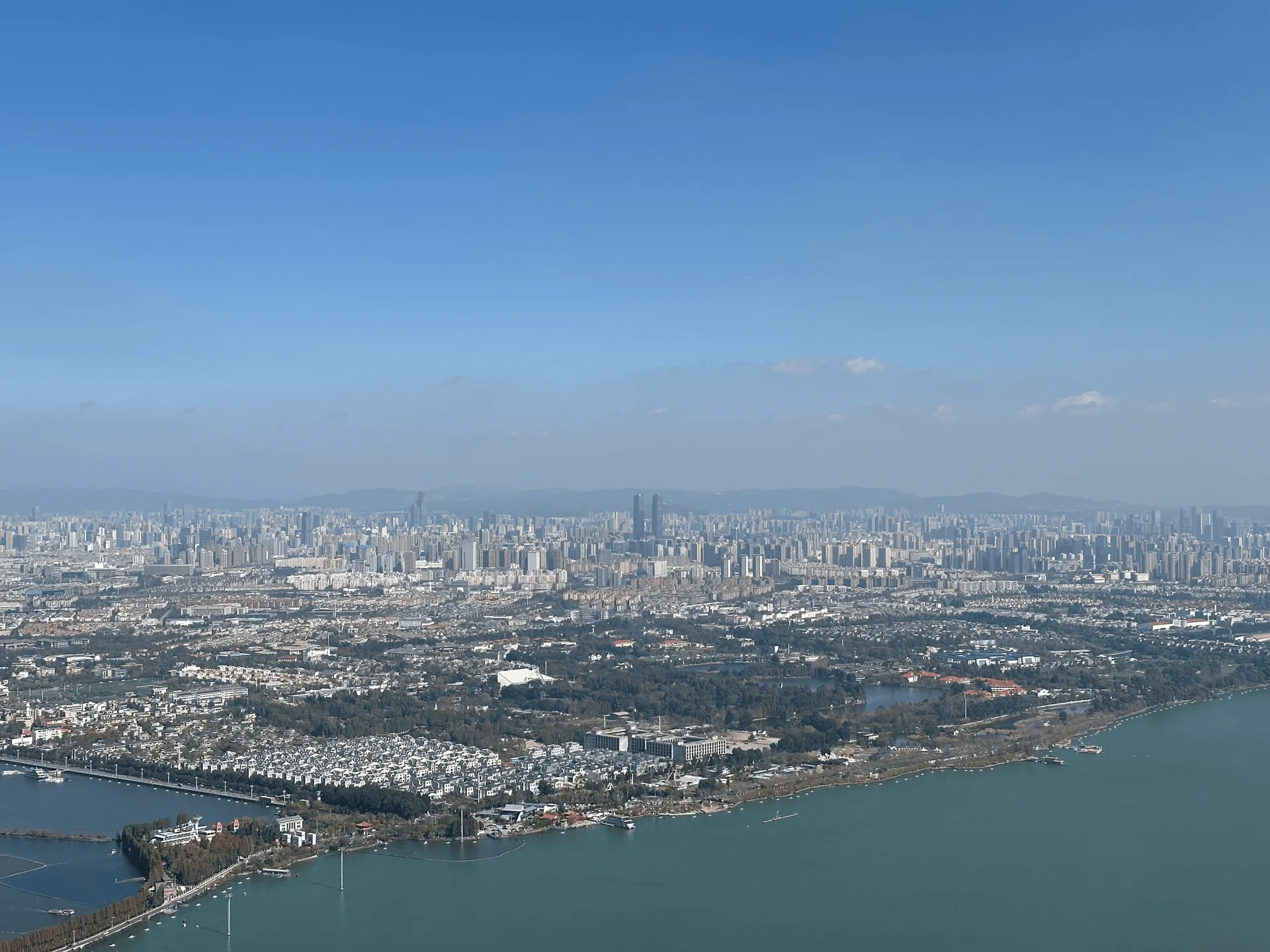 Panoramic view of Kunming city from the Western Hills