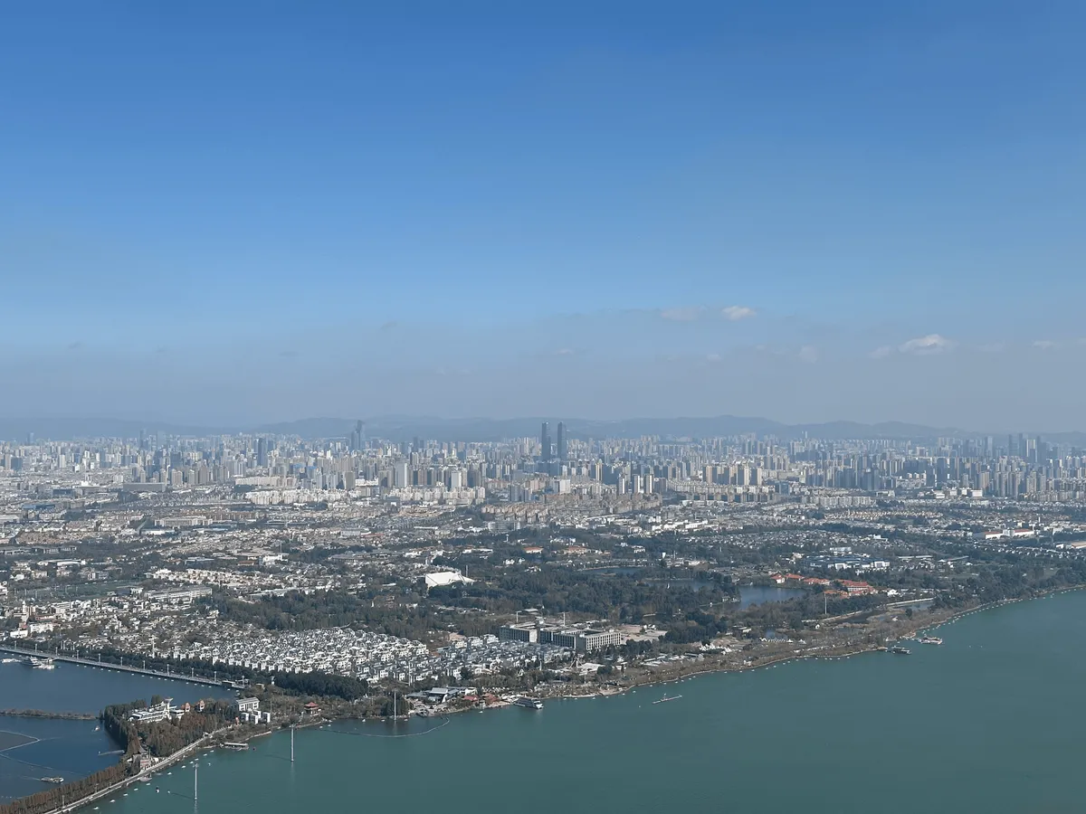 Panoramic view of Kunming city from the Western Hills