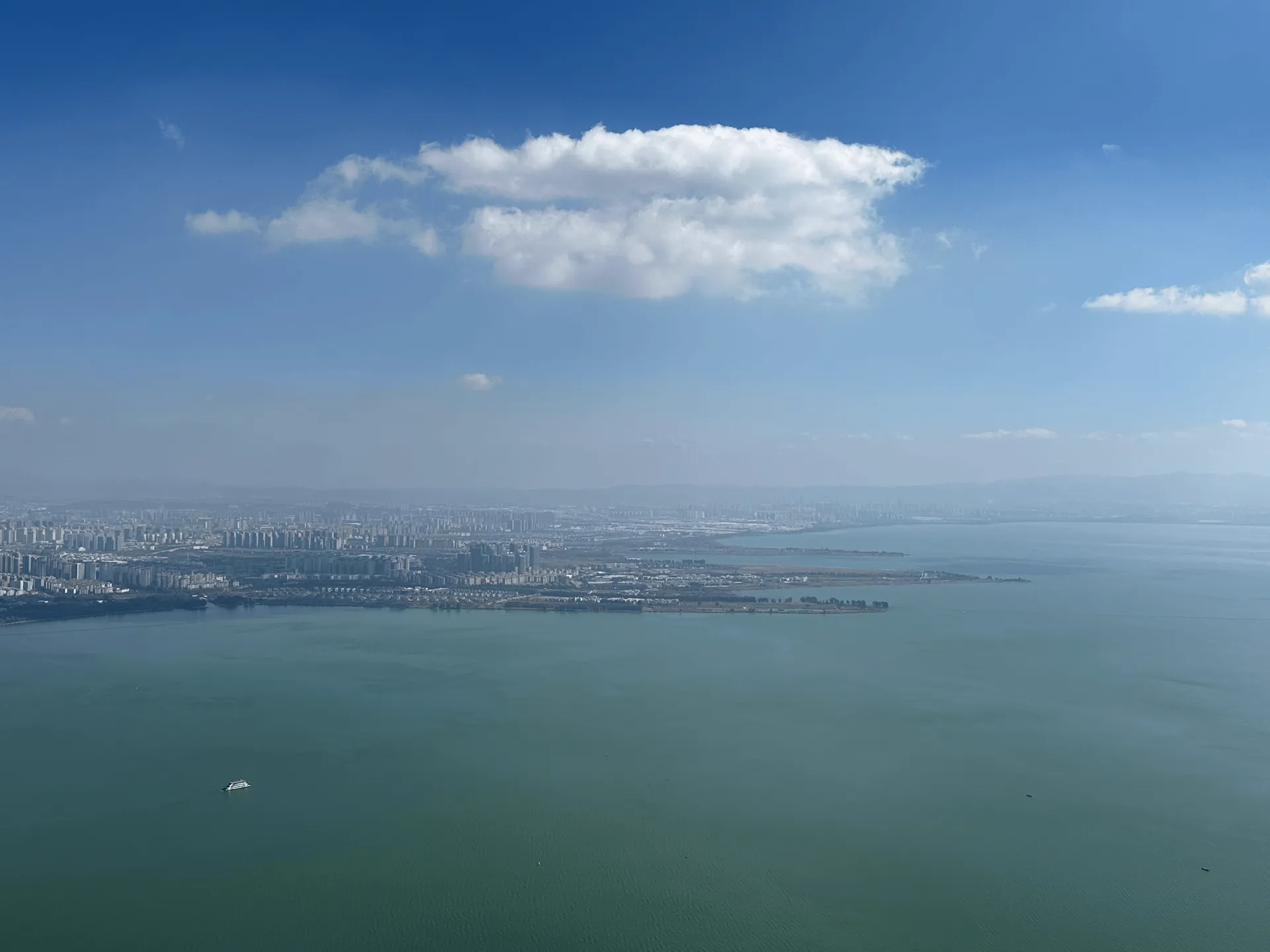 View of Kunming city and Dian Lake from Western Hills