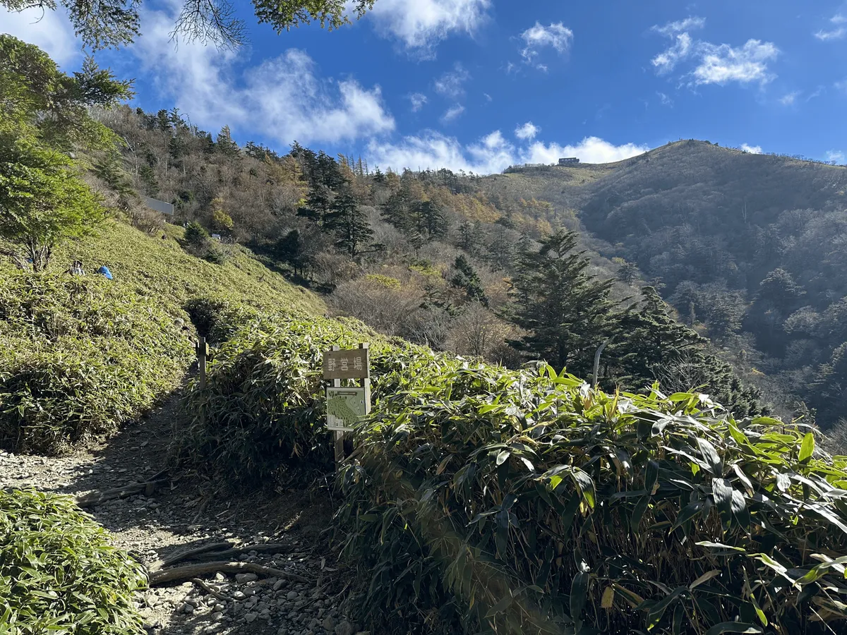 A ridgeline visible in the distance, with a building along the top fo it.