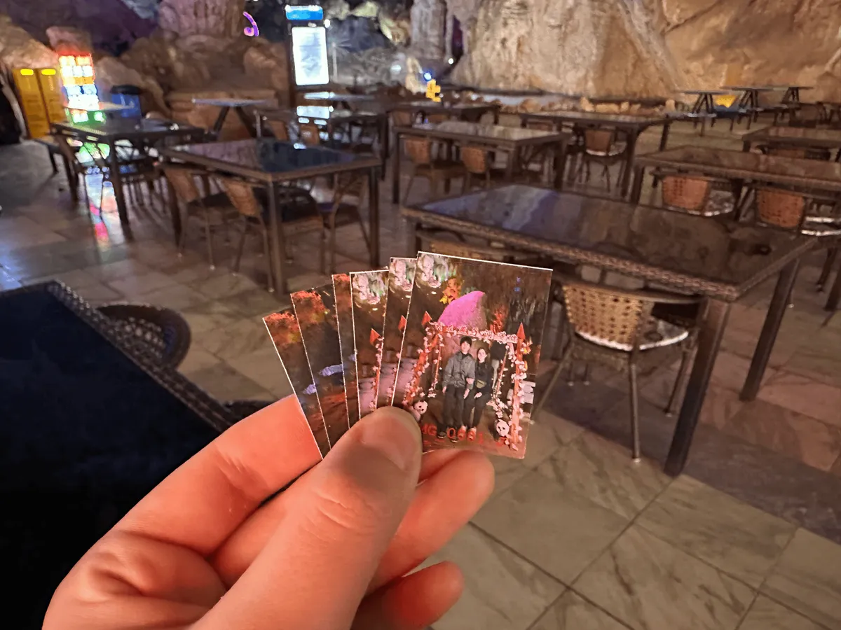 Photo printing station inside the cave