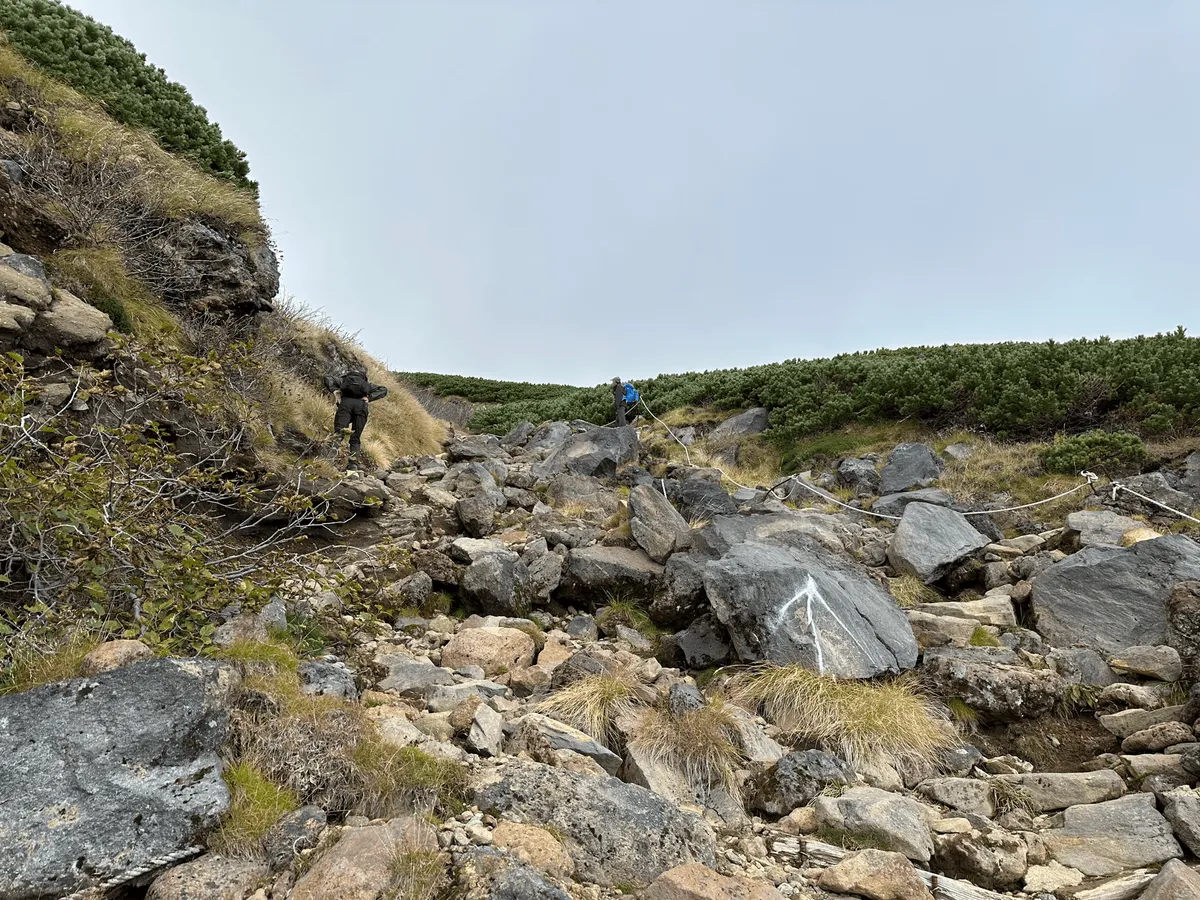 More uphill rocks. The rocks are quite big and it seems quite steep.