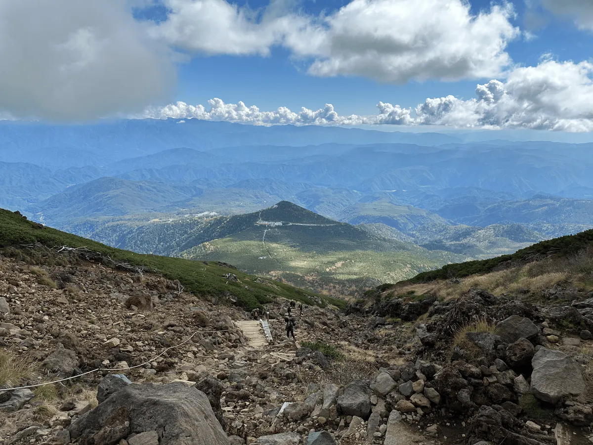 Another view back down, with the rocky scramble included.