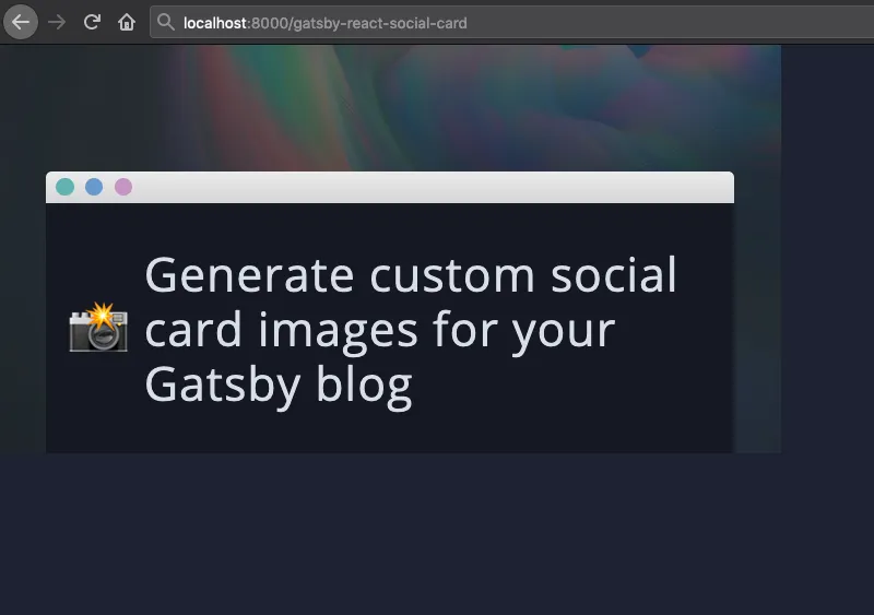 Social card page being rendered